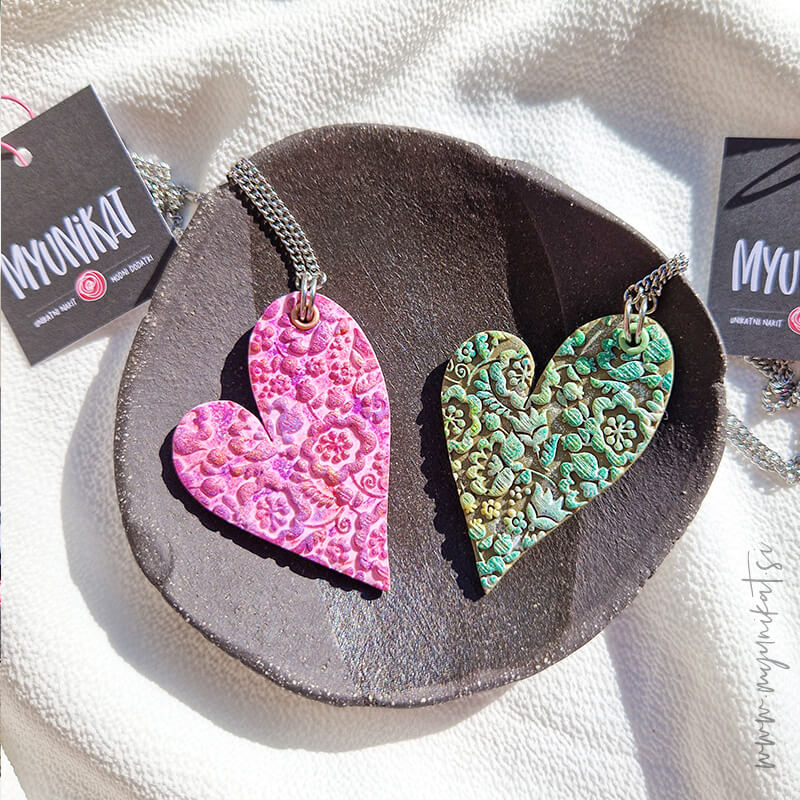 Unikatna verižica SRČEK | pastelno roza - slika 3