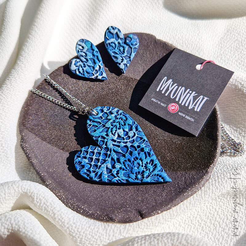 Unikatna verižica SRČEK | modra - slika 2