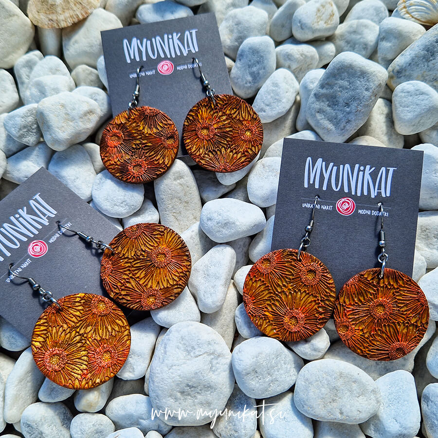 Unikatni uhani ABSTRAKT | sončnice - slika 6