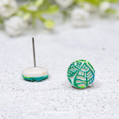 Abstraktni MINI uhani | zelena - slika 3