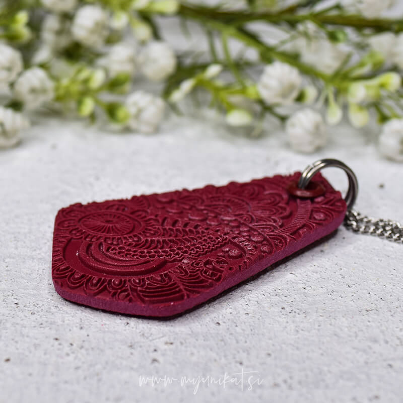 Verižica GEOMETRIC | bordo rdeča - slika 3